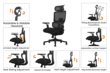 Picture of FLEXO Pro Height Adjustable Mesh Office Chair (Dark)