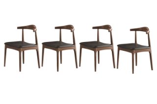 Picture of HORN Solid Wood Dining Chair with Black Cushion (Walnut) - 4 Chairs in 1 Carton