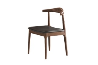 Picture of HORN Solid Wood Frame Dining Chair with Black Cushion (Walnut) - Each