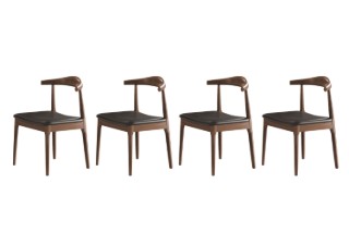 Picture of HORN Solid Wood Frame Dining Chair with Black Cushion (Walnut) - 4 Chairs in 1 Carton