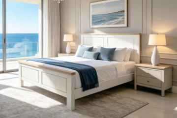 Picture of SICILY Solid Wood with Ash Top Bed Frame in King Size 