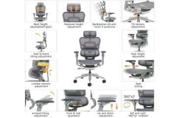 Picture of NEXO High Back Office Chair with Adjustable Headrest & Backrest, 8D Armrests and Seat Slider