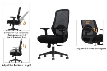 Picture of AVERY Mid Back Office Chair with Adjustable Backrest & Lumbar Support