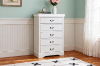 Picture of LOUIS 5-Drawer Hevea Wood Tallboy with LED Lighting (White)