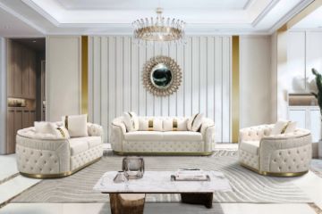 Picture of  [FLOOR MODEL CLEARANCE] PIEDMONT  1 Seater  Chesterfield Velvet Sofa (Beige)