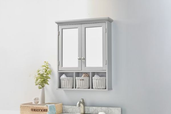 Picture of [FLOOR MODEL CLEARANCE]ALLEN 2-Door Mirrored Bathroom Wall Cabinet (Grey)