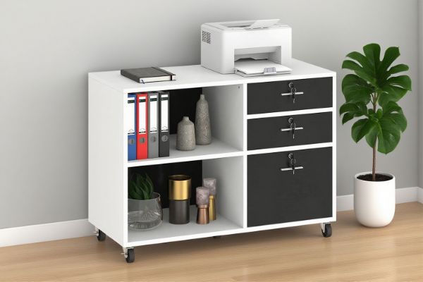 Picture of [FLOOR MODEL CLEARANCE] ZYLO File Cabinet with Wheels and 3 Lockable Drawers
