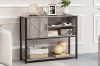 Picture of [FLOOR MODEL CLEARANCE] BESTIER Console Table with Storage Cabinet and Shelves  (Grey)