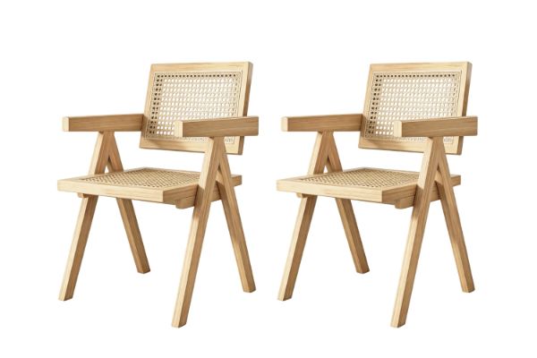 Picture of CHANDIGARH Solid Wood Replica Armchair (Natural) - 2 Chairs in 1 Carton
