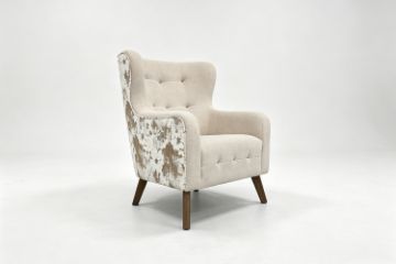 Picture of LUNORA Beige Accent 1 Seater Sofa/Armchair/Sofa Chair with Floral Outer Back