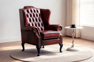 Picture of WILLIFORD 100% Genuine Leather Chesterfield High Back Wing 1 Seater Sofa/Armchair/Sofa Chair (Maroon)