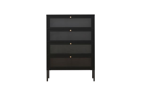 Picture of [FLOOR MODEL CLEARANCE]  STARK Steel Frame 4-Door Transparent Glass Shoe Cabinet (Black)