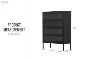 Picture of [FLOOR MODEL CLEARANCE]  STARK Steel Frame 4-Door Transparent Glass Shoe Cabinet (Black)