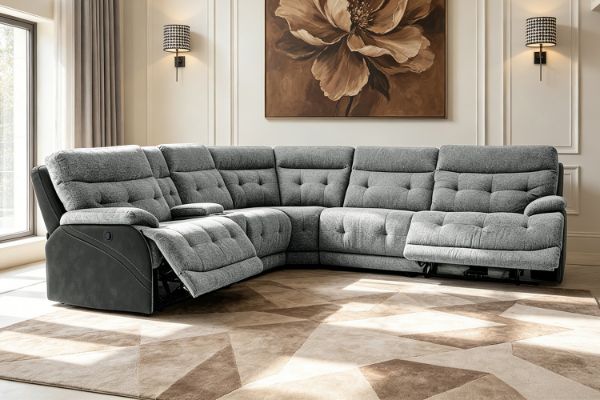 Picture of SOMNIX Manual Reclining Sectional Sofa with Storage Console & Cup Holders & USB Type-C Ports