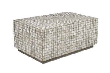 Picture of PIEDRAS Acacia Wood Coffee Table with Coconut Tiles