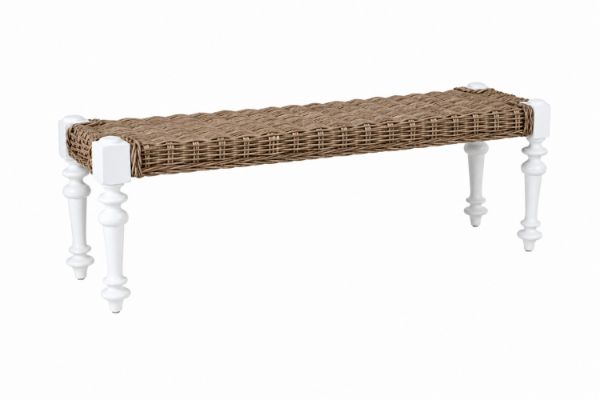 Picture of NEVADA 140 Acacia Wood Bench with Full Kubu Grey Original Weave Seat