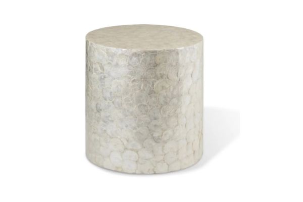 Picture of JULIETTE D39 Solid Wood Cylinder Side Table with Capiz Shell 