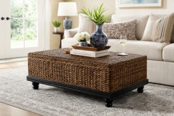 Picture of DALIRIN Acacia Wood Storage Coffee Table/Blanket Box with Celeste Weave 