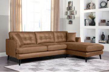 Picture of   [FLOOR MODEL CLEARANCE]BARRET Chaise Facing Right Sectional Air Leather Sofa (Brown) 
