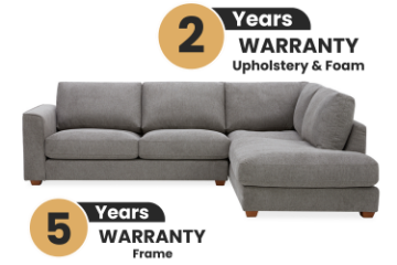 Picture of   [FLOOR MODEL CLEARANCE]HEARTLAND Feather-Filled Fabric Sectional Sofa (Grey) - Chaise Facing Right