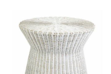 Picture of PARAGON Solid Gamelina Wood Drum Side Table with Original Wicker Weave