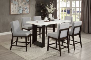 Picture of EDWYN 7PC 173 Marble Top Counter Height Table Set