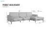 Picture of  [FLOOR MODEL CLEARANCE] LONG ISLAND Sectional Fabric Chaise Facing Right Sofa (Light Grey)
