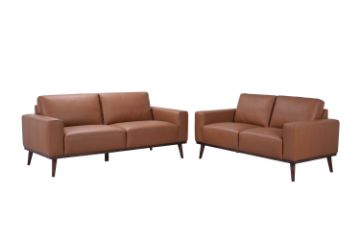 Picture of RHETT 3/2 Seater 100% Genuine Leather Sofa Range with Solid Wood Platform Base (Brown)