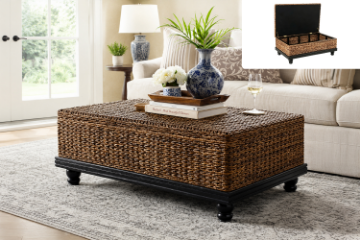 Picture of DALIRIN Acacia Wood Storage Coffee Table/Blanket Box with Celeste Weave 