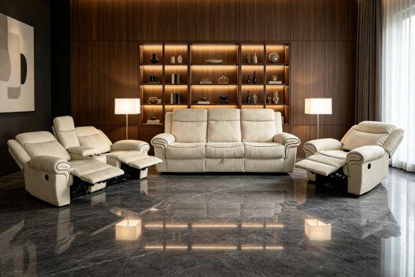 Picture of WINCHESTER Power Reclining Sofa Range (Beige) - 3RRC+2RRC+1R Sofa Set