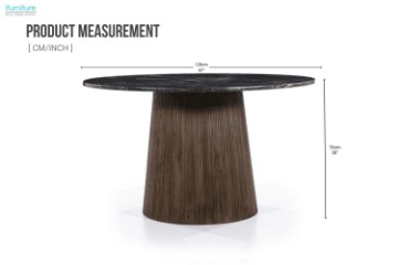 Picture of  [FLOOR MODEL CLEARANCE] HUBIE D120 Mango Wood Round Dining Table With Marble Top