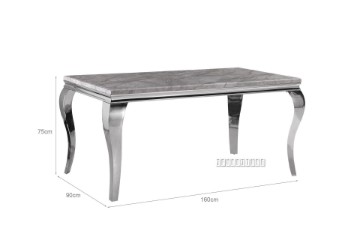 Picture of  [FLOOR MODEL CLEARANCE] AITKEN 160 Marble Top Stainless Steel Dining Table (Grey)