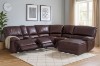 Picture of  [FLOOR MODEL CLEARANCE]  ORREN Air Leather Power Reclining Sectional Sofa with LED Lights & Cooling Cup Holders - Chaise Facing Right (Dark Brown)