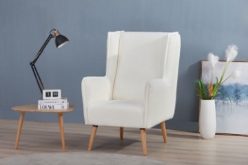 Picture of  [FLOOR MODEL CLEARANCE] MOSSMAN Teddy Fabric Armchair/Sofa Lounge Chair with Natural Wood Legs (Creamy White)