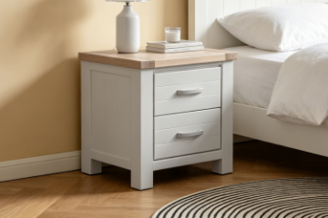 Picture of [FLOOR MODEL CLEARANCE] SICILY 2-Drawer Solid Wood with Ash Top Bedside Table