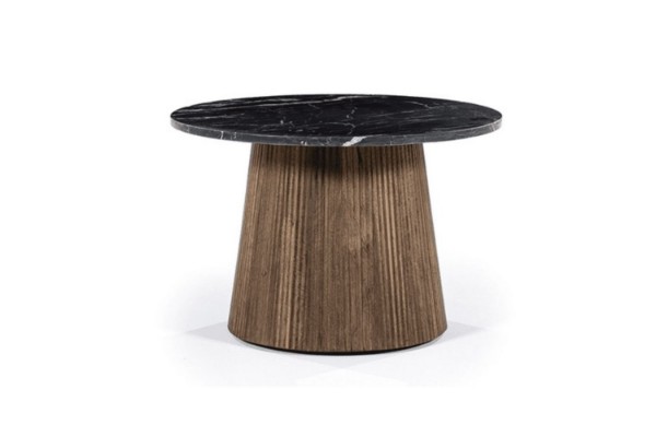 Picture of [FLOOR MODEL CLEARANCE] HUBIE Mango Wood D60 Round Side Table With Marble Top