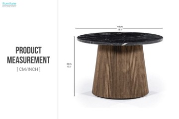 Picture of [FLOOR MODEL CLEARANCE] HUBIE Mango Wood D60 Round Side Table With Marble Top