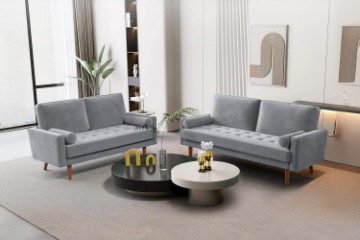 Picture of [FLOOR MODEL CLEARANCE] HAROLD 3 Seater Fabric Sofa (Light Grey)