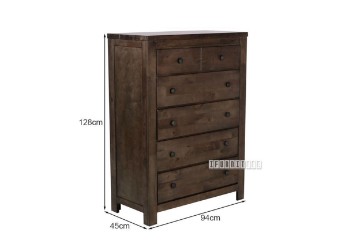 Picture of  [FLOOR MODEL CLEARANCE] HEMSWORTH 5-Drawer Solid Timber Wood Tallboy