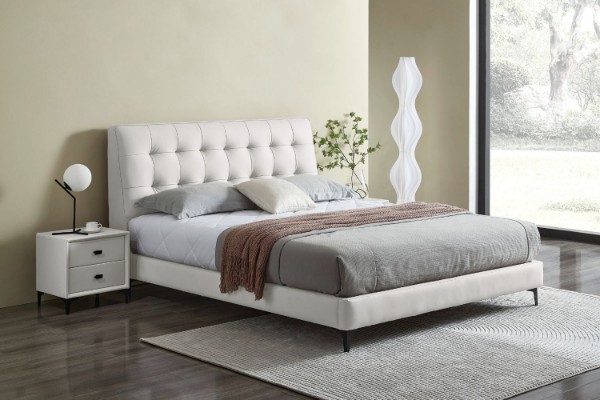 Picture of AUGUSTA Genuine Leather Queen Size Bed Frame (Light Grey)