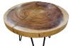 Picture of NATURA Round Solid Mungur Wood Side Table with Icy Glass Inlay