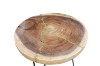 Picture of NATURA Round Solid Mungur Wood Side Table with Icy Glass Inlay