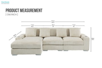 Picture of [FLOOR MODEL CLEARANCE]  WINSTON Premium Corduroy Modular Sectional Sofa with Cup Holders & USB Ports (Beige) - Chaise Facing  Left