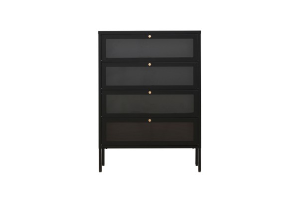 Picture of  [FLOOR MODEL CLEARANCE] STARK Steel Frame 4-Door Transparent Glass Shoe Cabinet (Black) 