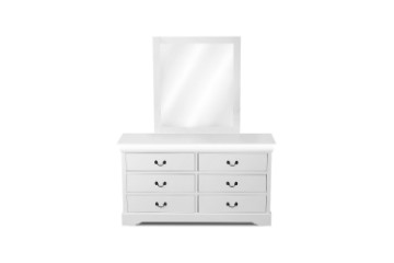 Picture of [FLOOR MODEL CLEARANCE] LOUIS 6-Drawer Dresser and Mirror with LED Lighting (White)