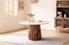 Picture of   [FLOOR MODEL CLEARANCE] ALLEY D129 Solid Acacia Wood Round Dining Table with Marble Top