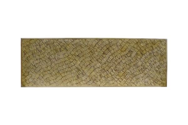 Picture of FAELA 45X130cm Large Freestanding Teak Wood Wall Decor with Coconut Shell and Resin Surface 