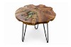 Picture of NATURA Solid Teak Wood Side Table with Icy Glass Inlay