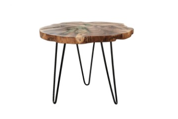 Picture of NATURA Solid Teak Wood Side Table with Icy Glass Inlay