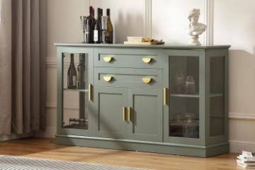 Picture of MIREL 4-Door 2-Drawer Storage Cabinet/Buffet with LED Lighting (Green)